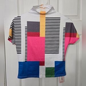 NWT Micas Vibrant Geometric Short Sleeve Top, Large